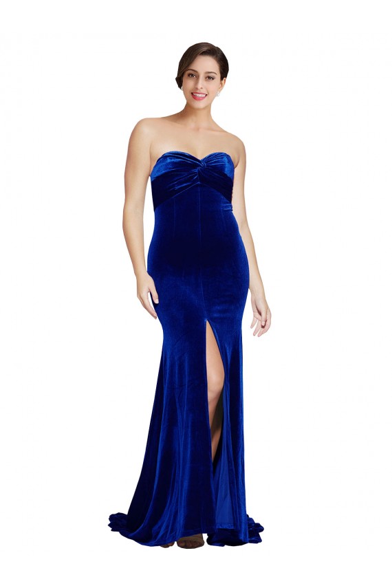 Stretch Velvet Low Back Sweep Train Sweetheart Mermaid Formal Evening Gown / Prom Dress / Bridesmaid Dress Plymouth