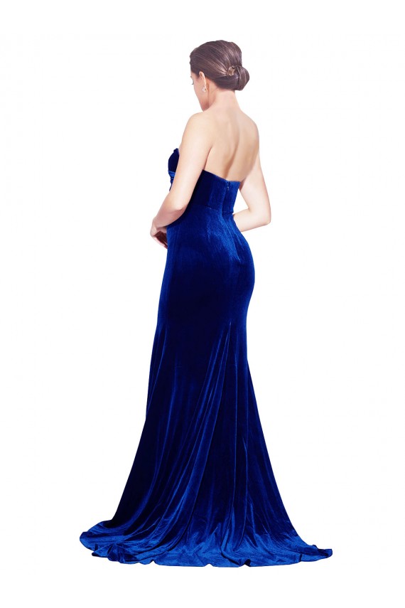 Stretch Velvet Low Back Sweep Train Sweetheart Mermaid Formal Evening Gown / Prom Dress / Bridesmaid Dress Plymouth