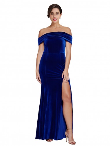 Stretch Velvet Long Off the Shoulder Mermaid Formal Evening Gown / Prom Dress / Bridesmaid Dress Plymouth