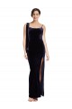 Stretch Velvet Low Back Long Spaghetti Straps Sheath Formal Evening Gown / Prom Dress / Bridesmaid Dress Plymouth