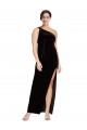 Stretch Velvet Long One Shoulder Sheath Formal Evening Gown / Prom Dress / Bridesmaid Dress Plymouth