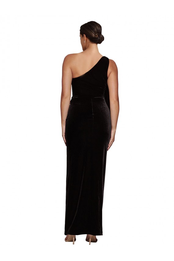 Stretch Velvet Long One Shoulder Sheath Formal Evening Gown / Prom Dress / Bridesmaid Dress Plymouth