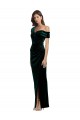 Stretch Velvet Long Off the Shoulder Sheath High Low Evening Gown / Prom Dress / Bridesmaid Dress Plymouth