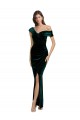 Stretch Velvet Long Off the Shoulder Sheath High Low Evening Gown / Prom Dress / Bridesmaid Dress Plymouth