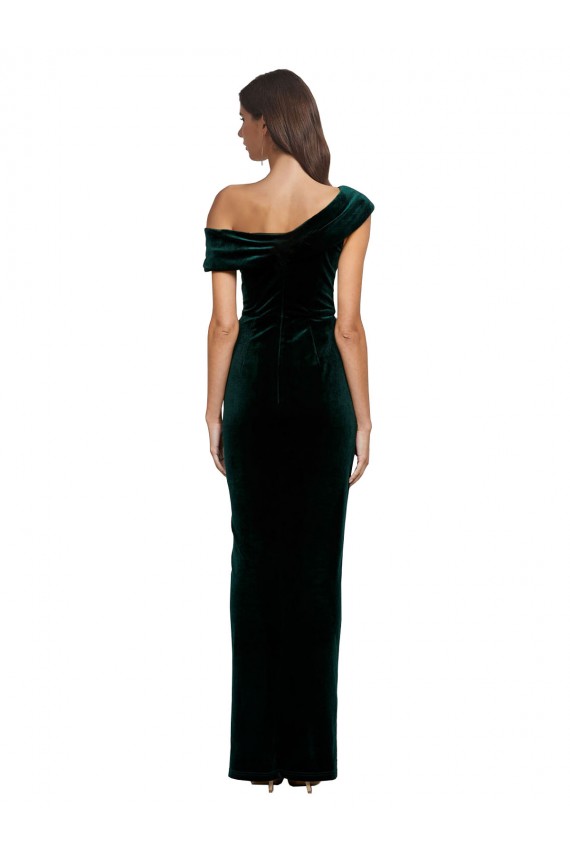Stretch Velvet Long Off the Shoulder Sheath High Low Evening Gown / Prom Dress / Bridesmaid Dress Plymouth