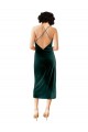 Stretch Velvet Criss Cross Open Back Midi Length Spaghetti Straps Sheath Formal Dress / Bridesmaid Dress Plymouth