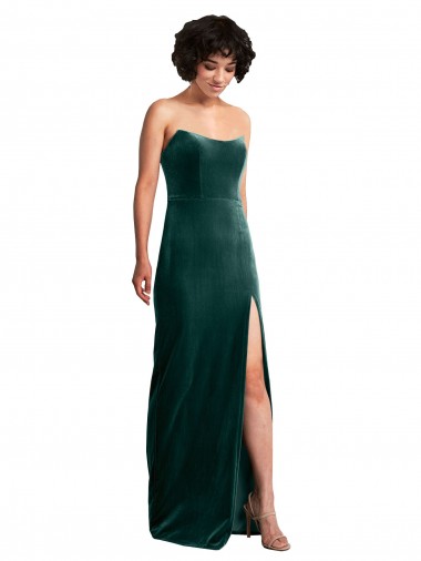 Stretch Velvet Low Back Long Strapless Sheath Black Tie Evening Gown / Prom Dress / Bridesmaid Dress Plymouth