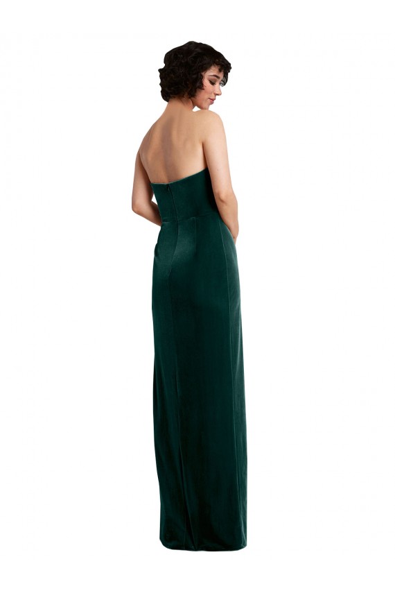 Stretch Velvet Low Back Long Strapless Sheath Black Tie Evening Gown / Prom Dress / Bridesmaid Dress Plymouth