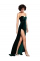 Stretch Velvet Low Back Sweep Train Sweetheart A-Line Semi Formal Evening Dress / Prom Dress / Bridesmaid Dress Plymouth
