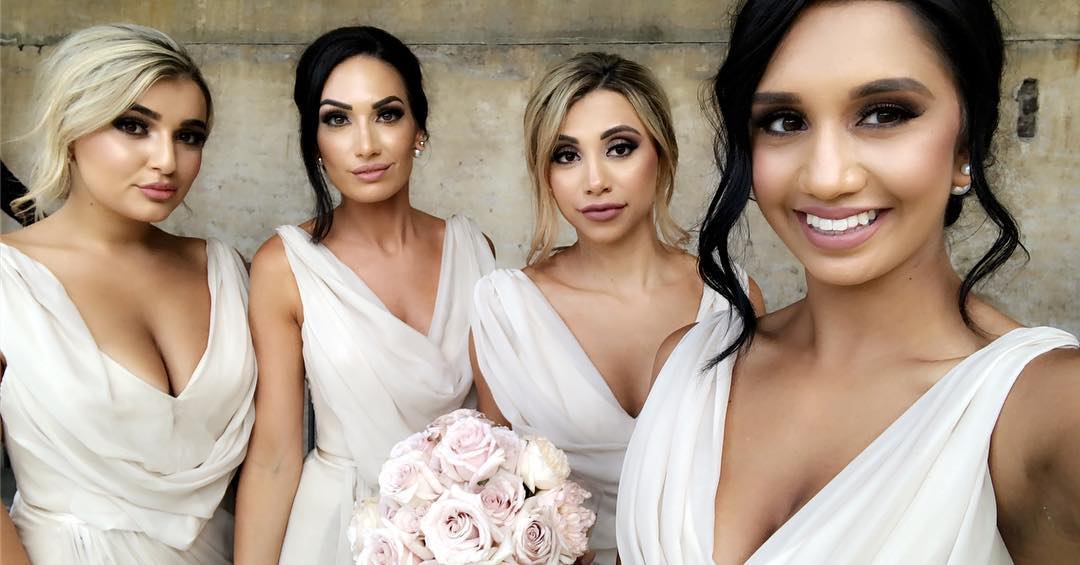 Full Length Luxe Chiffon Long Champagne bridesmaid dresses Plymouth with Sexy High Slit and Front Ruffles
